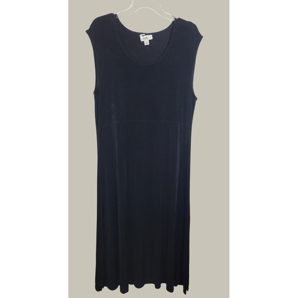 Coldwater Creek Dress Ribbed Knit Sleeveless Maxi Minimalist 90s Black Large